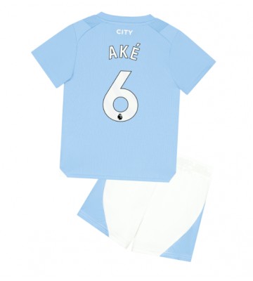 Manchester City Nathan Ake #6 Primera Equipación Niños 2023-24 Manga Corta (+ Pantalones cortos)